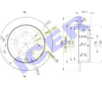 Спирачен диск плътен Ø262mm ICER за MITSUBISHI OUTLANDER II (CW_W) от 2006 до 2012