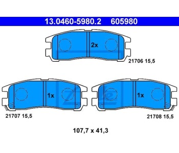 Комплект спирачни накладки ATE за MITSUBISHI GALANT VIII (EA_) комби от 1996 до 2003