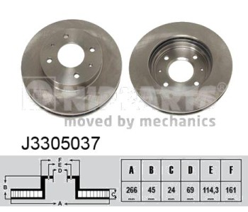 Спирачен диск вентилиран Ø266mm NIPPARTS за MITSUBISHI GALANT VI (E3_A) хечбек от 1988 до 1992