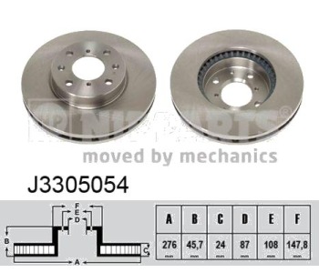 Спирачен диск вентилиран Ø276mm NIPPARTS за MITSUBISHI L200 (K7_T, K6_T) от 1996 до 2007