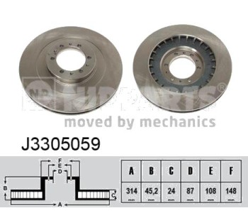 Спирачен диск вентилиран Ø314mm NIPPARTS за MITSUBISHI L200 (K7_T, K6_T) от 1996 до 2007