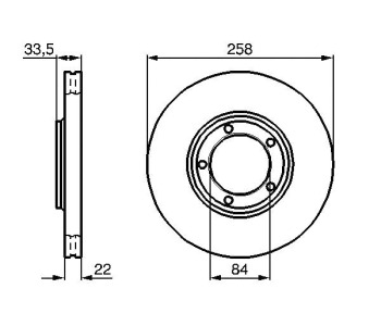 Спирачен диск вентилиран Ø258mm BOSCH за MITSUBISHI L300 (P0_V, P1_V, P_2V) товарен от 1986 до 2013