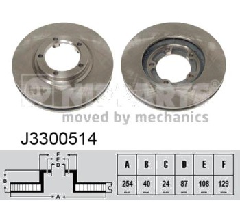 Спирачен диск вентилиран Ø254mm NIPPARTS за HYUNDAI H-1 товарен от 1997 до 2008