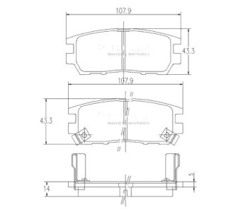 Комплект спирачни накладки NIPPARTS за MITSUBISHI PAJERO II (V3_W, V2_W, V4_W от 1990 до 1999