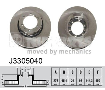 Спирачен диск вентилиран Ø276mm NIPPARTS за MITSUBISHI L400 SPACE GEAR (PD_W, PC_W, PA_V, PB_V, PA_W) пътнически от 1994 до 2007