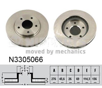 Спирачен диск вентилиран Ø276mm NIPPARTS за MITSUBISHI LANCER VIII (CY_A, CZ_A) от 2007