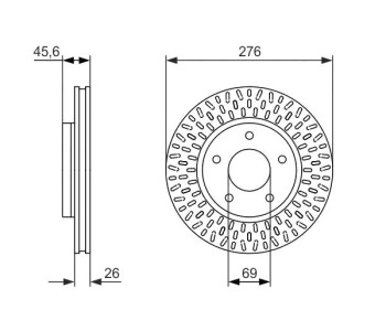 Спирачен диск вентилиран Ø276mm BOSCH за MITSUBISHI LANCER VIII (CY_A, CZ_A) от 2007