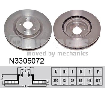 Спирачен диск вентилиран Ø350mm NIPPARTS за MITSUBISHI LANCER VIII (CY_A, CZ_A) от 2007