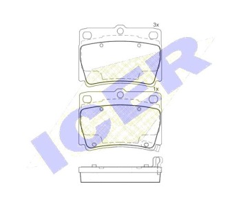 Комплект спирачни накладки Ultra Premium ICER за MITSUBISHI PAJERO SPORT I (K7_, K9_) от 1996 до 2008