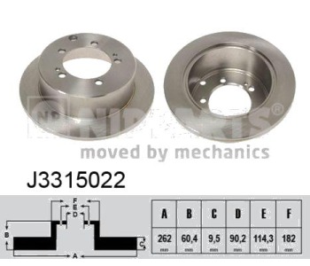 Спирачен диск плътен Ø262mm NIPPARTS за MITSUBISHI PAJERO PININ (H6_W, H7_W) от 1999 до 2007