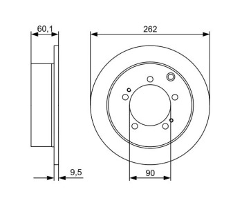 Спирачен диск плътен Ø262mm BOSCH за MITSUBISHI PAJERO PININ (H6_W, H7_W) от 1999 до 2007