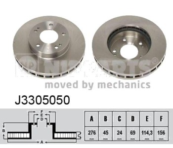 Спирачен диск вентилиран Ø276mm NIPPARTS за MITSUBISHI SPACE RUNNER (N1_W, N2_W) от 1991 до 1999
