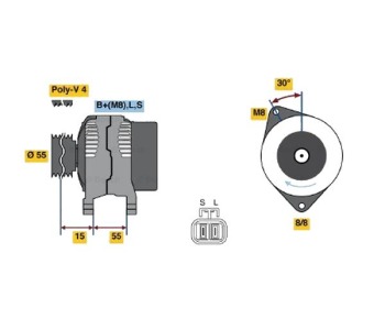 Генератор 90 [A] BOSCH за HYUNDAI COUPE (GK) от 2001 до 2009