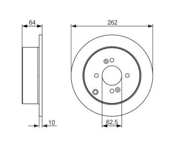 Спирачен диск плътен Ø262mm BOSCH за HYUNDAI GETZ (TB) от 2002 до 2010