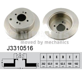 Спирачен диск плътен Ø262mm NIPPARTS за HYUNDAI ix20 (JC) от 2010