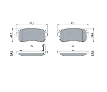 Комплект спирачни накладки BOSCH за HYUNDAI ACCENT III (MC) седан от 2005 до 2010