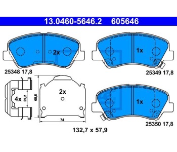 Комплект спирачни накладки ATE за HYUNDAI ACCENT IV (RB) седан от 2010 до 2016