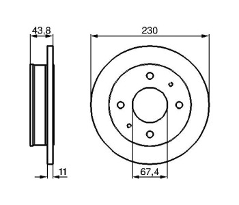 Спирачен диск плътен Ø230mm BOSCH за HYUNDAI ATOS (MX) от 1997 до 2014