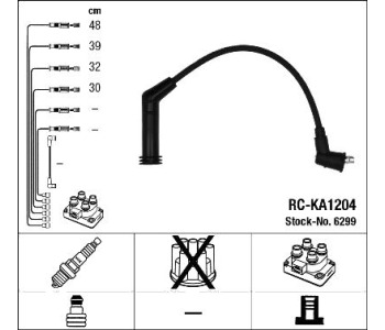Комплект запалителни кабели NGK за HYUNDAI GETZ (TB) от 2002 до 2010