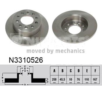 Спирачен диск плътен Ø258mm NIPPARTS за HYUNDAI COUPE (GK) от 2001 до 2009