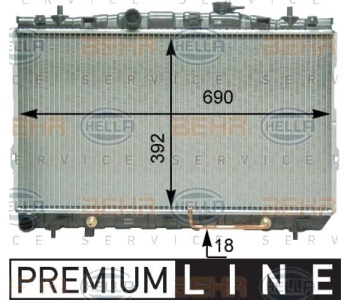 Радиатор, охлаждане на двигателя HELLA 8MK 376 763-291 за HYUNDAI COUPE (GK) от 2001 до 2009