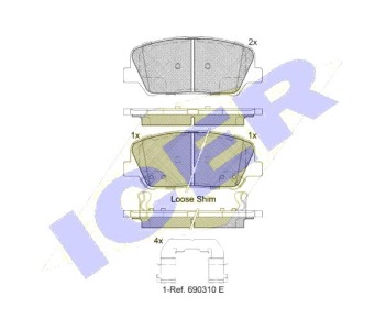 Комплект спирачни накладки Ultra Premium ICER за HYUNDAI GENESIS купе от 2008 до 2014