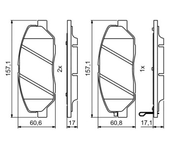 Комплект спирачни накладки BOSCH за HYUNDAI SANTA FE II (CM) от 2005 до 2012