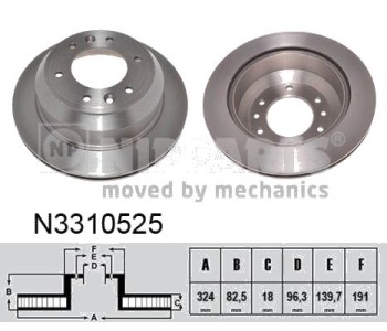 Спирачен диск плътен Ø324mm NIPPARTS за HYUNDAI H-1 товарен от 1997 до 2008