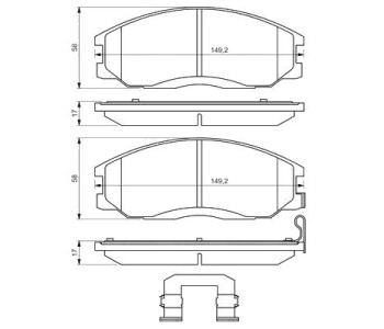 Комплект спирачни накладки BOSCH за HYUNDAI H-1 Starex пътнически от 1997 до 2007