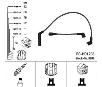 Комплект запалителни кабели NGK за HYUNDAI H100 (P) пътнически от 1993 до 2004