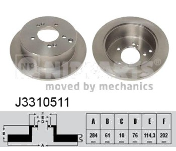 Спирачен диск плътен Ø284mm NIPPARTS за HYUNDAI TUCSON (JM) от 2004 до 2010