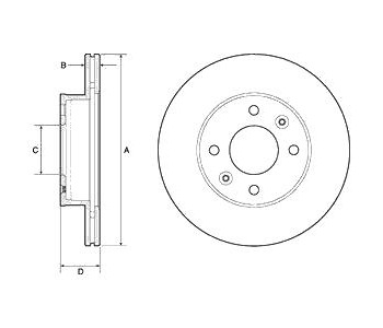 Спирачен диск вентилиран Ø241mm DELPHI за HYUNDAI i10 (BA, IA) от 2013