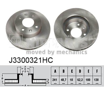 Спирачен диск вентилиран Ø241mm NIPPARTS за HYUNDAI i10 (BA, IA) от 2013