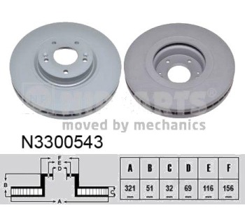 Спирачен диск вентилиран Ø321mm NIPPARTS за HYUNDAI ix55 от 2006 до 2012