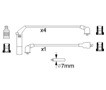Комплект запалителни кабели BOSCH за HYUNDAI EXCEL (PONY) (X-2) седан от 1989 до 1995