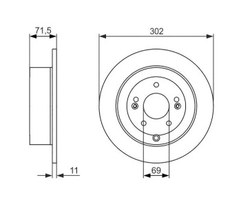 Спирачен диск плътен Ø302mm BOSCH за HYUNDAI SANTA FE II (CM) от 2005 до 2012