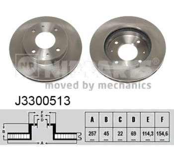 Спирачен диск вентилиран Ø257mm NIPPARTS за HYUNDAI SONATA III (Y-3) от 1993 до 1998