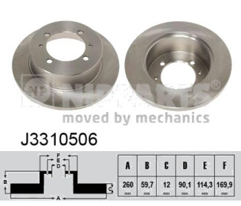 Спирачен диск плътен Ø260mm NIPPARTS за HYUNDAI SONATA III (Y-3) от 1993 до 1998