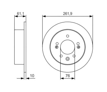 Спирачен диск плътен Ø262mm BOSCH за HYUNDAI SONATA VI (YF) от 2009 до 2015