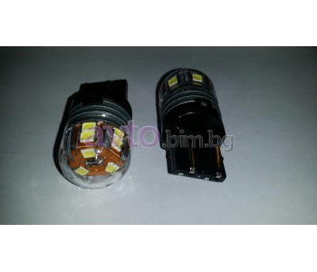 Led крушки бяла с двойна светлина T20 21W 12/32V 15SMD 6500k - 2 броя комплект