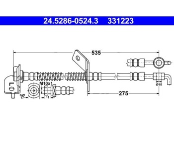 Спирачен маркуч ATE за HYUNDAI i30 (FD) от 2007 до 2011