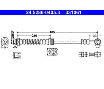 Спирачен маркуч ATE за HYUNDAI TUCSON (JM) от 2004 до 2010