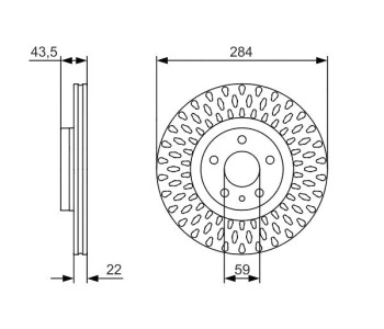 Спирачен диск вентилиран Ø284mm BOSCH за FIAT 500L (351, 352) от 2012