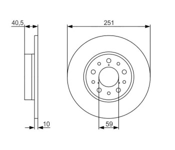 Спирачен диск плътен Ø251mm BOSCH за FIAT 500L (351, 352) от 2012