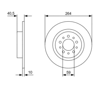 Спирачен диск плътен Ø264mm BOSCH за FIAT 500L (351, 352) от 2012