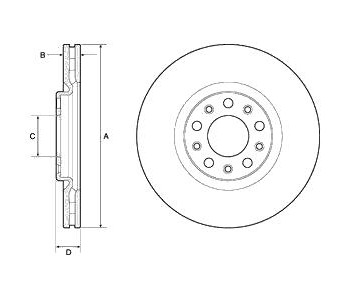 Спирачен диск вентилиран Ø305mm DELPHI за FIAT 500X (334) от 2014
