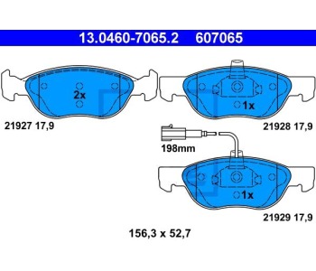 Комплект спирачни накладки ATE за FIAT BRAVA (182) от 1995 до 2001