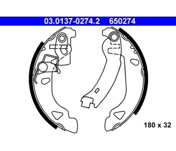 Комплект спирачни челюсти ATE за FIAT PUNTO (176) от 1993 до 1999