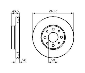 Спирачен диск вентилиран Ø240mm BOSCH за FIAT SIENA I (178) от 1996 до 2012