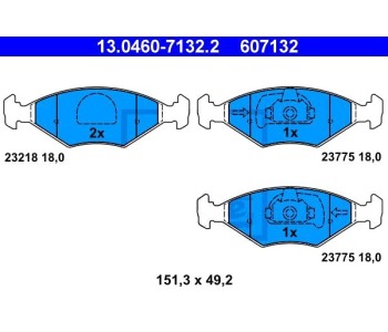 Комплект спирачни накладки ATE за FIAT SIENA I (178) от 1996 до 2012